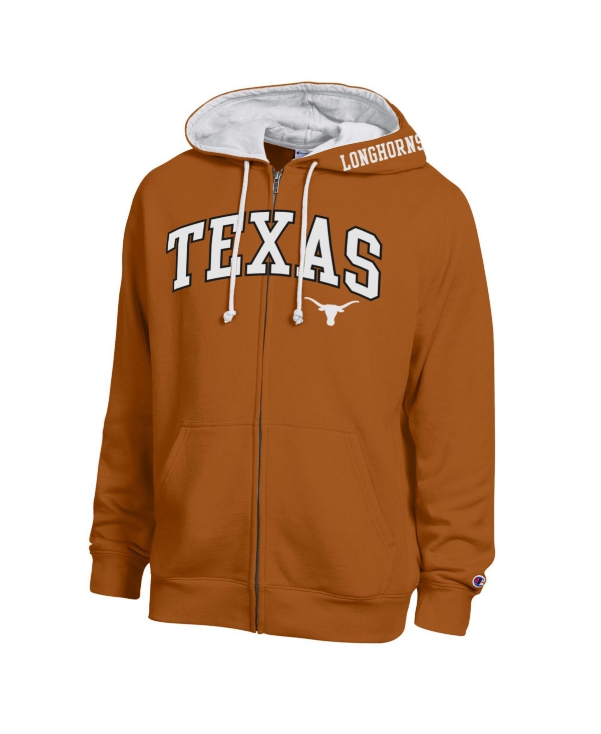 Champion Men's Texas Orange Longhorns Arch Logo Full-Zip Fleece Hoodie