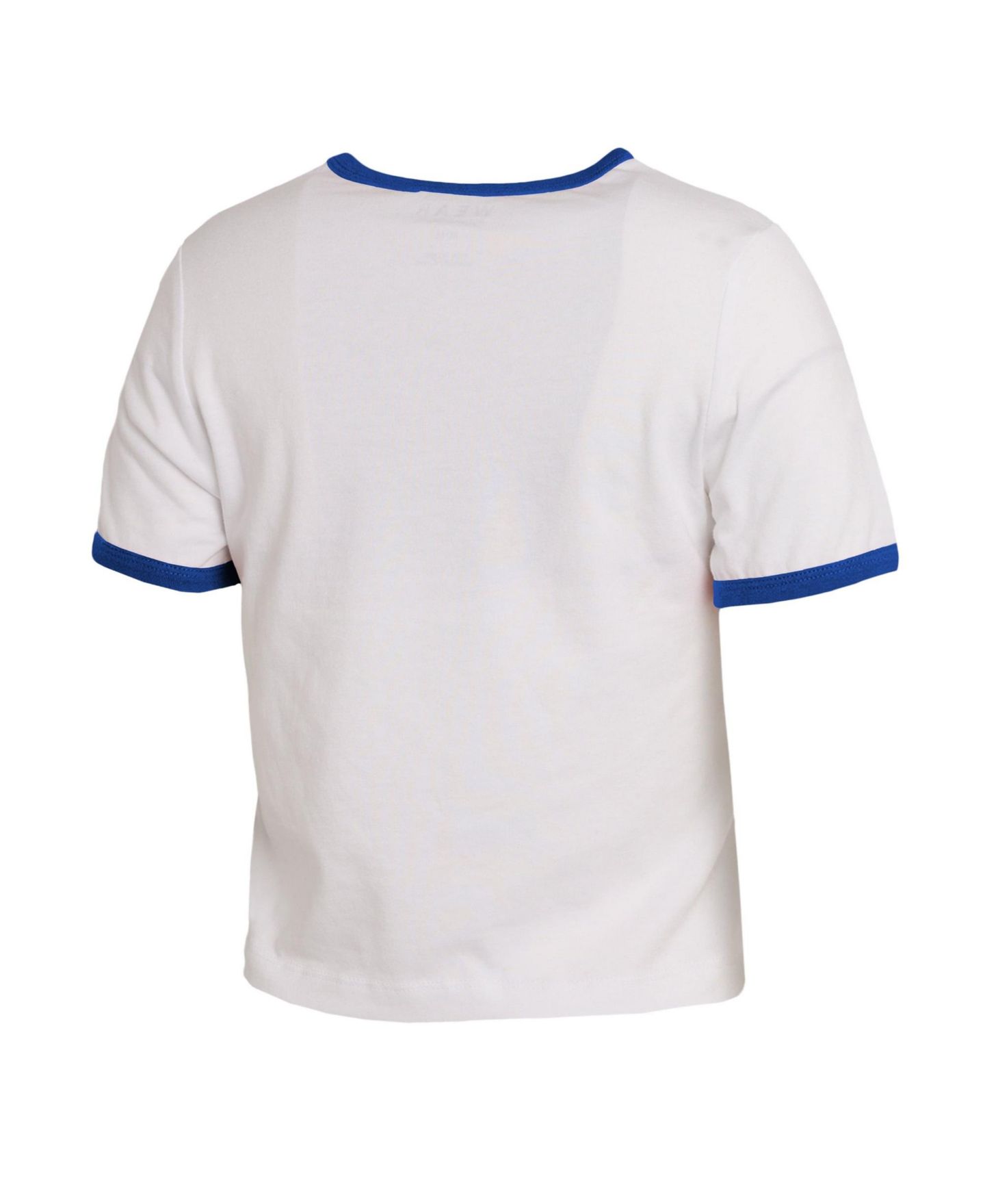 Женская футболка WEAR by Erin Andrews White New York Knicks Cropped Ringer Baby T-Shirt — фото 3