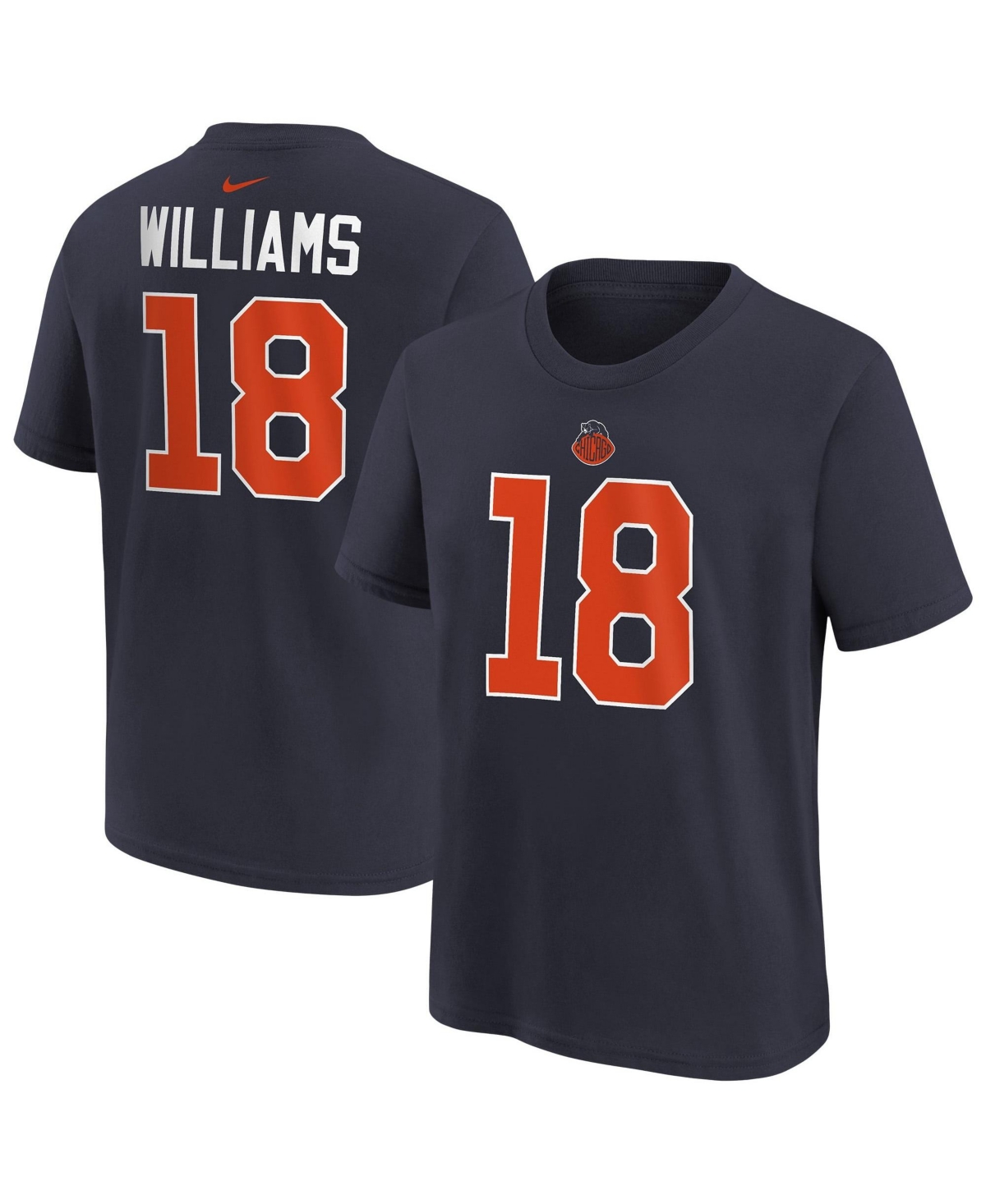 Nike Big Boys and Girls Caleb Williams Navy Chicago Bears 2026 Rivalries Collection Name & Number T-Shirt