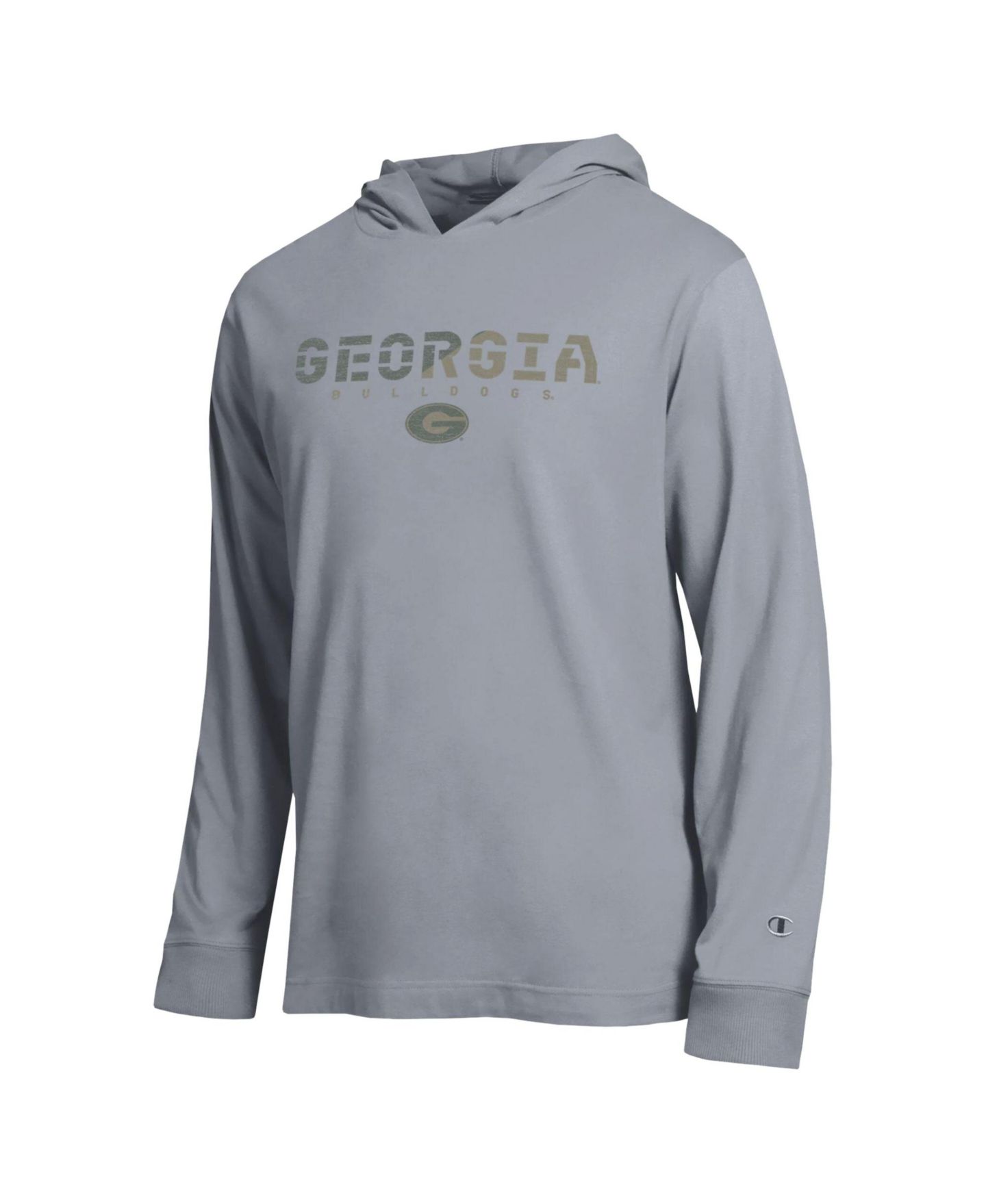 Мужская футболка Champion Gray Georgia Bulldogs Operation Hat Trick Flag Hooded Long Sleeve — фото 2