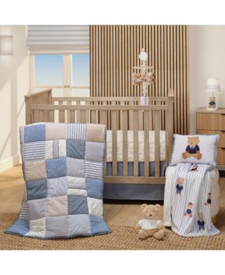 Patchwork Bears 3-Piece Nursery Baby Crib Bedding Set