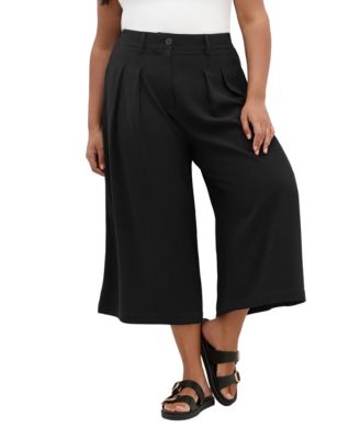 Plus Size Abbie High-Waisted Wide-Leg Cropped Pants