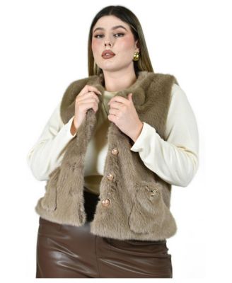Women's Plush Vest with Buttons