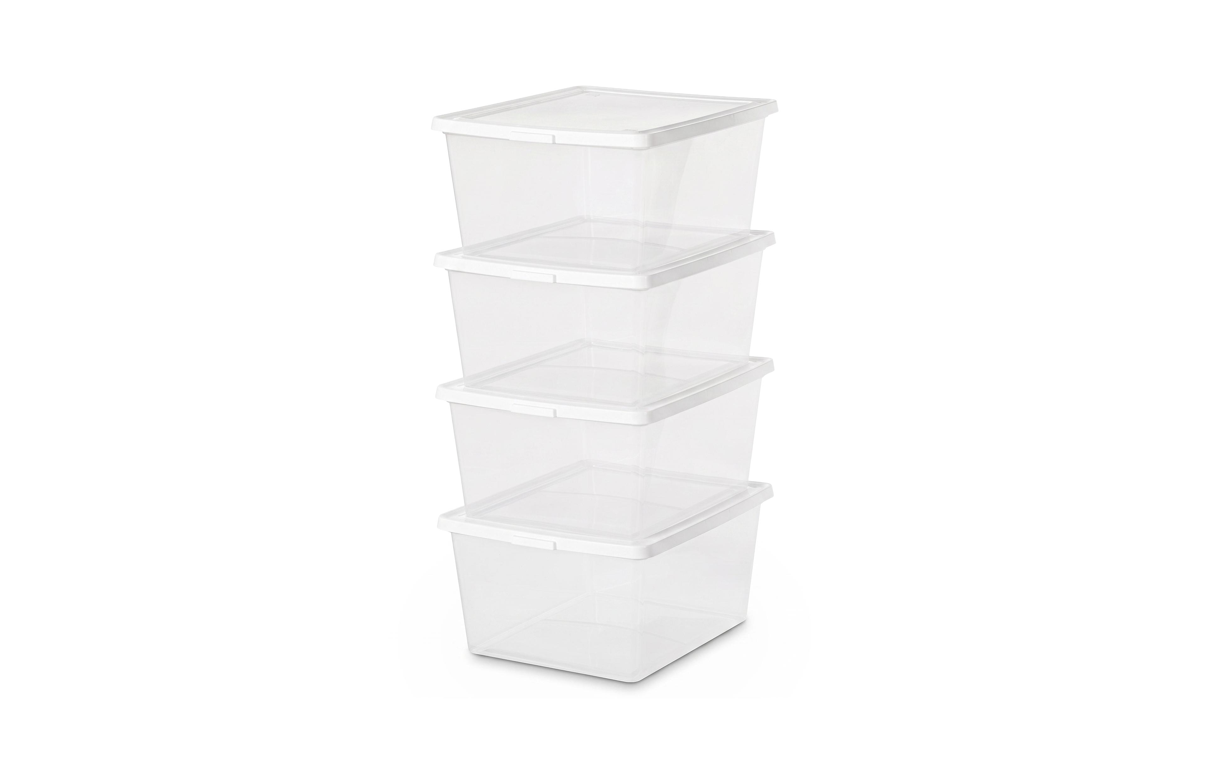 Iris Usa Storage Bins with Lids, Stackable Clear Plastic Box, 4-Pack, 25 Qt