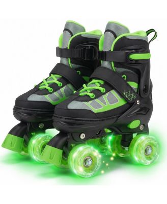 Adjustable Quad Roller Skates Light Up Wheels For Kids Beginners Outdoor Sports
