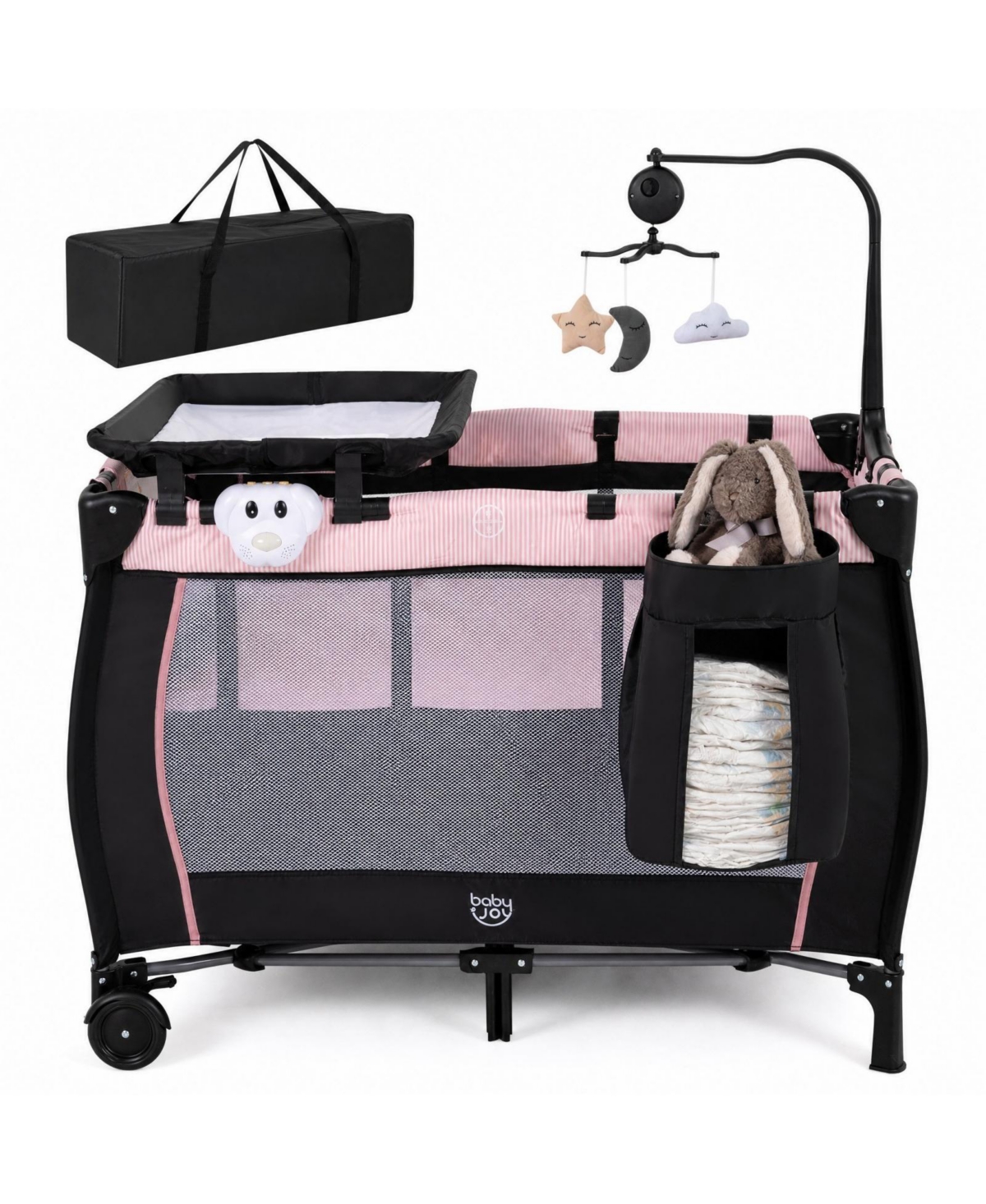 Costway Portable Baby Playard with Mattress Music Box Changing Table Carry Bag