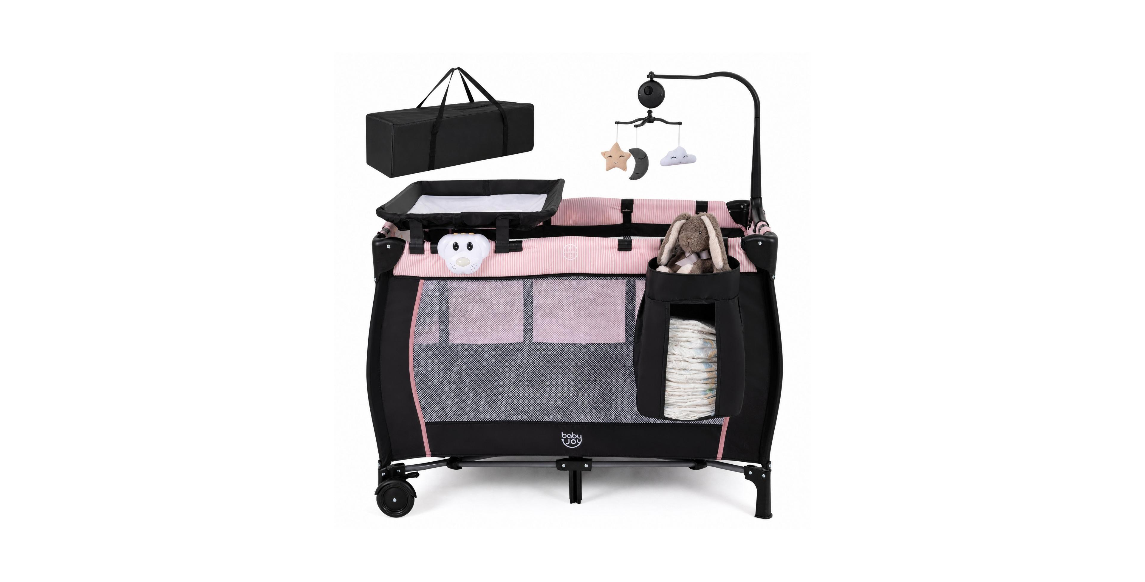 Costway Portable Baby Playard with Mattress Music Box Changing Table Carry Bag