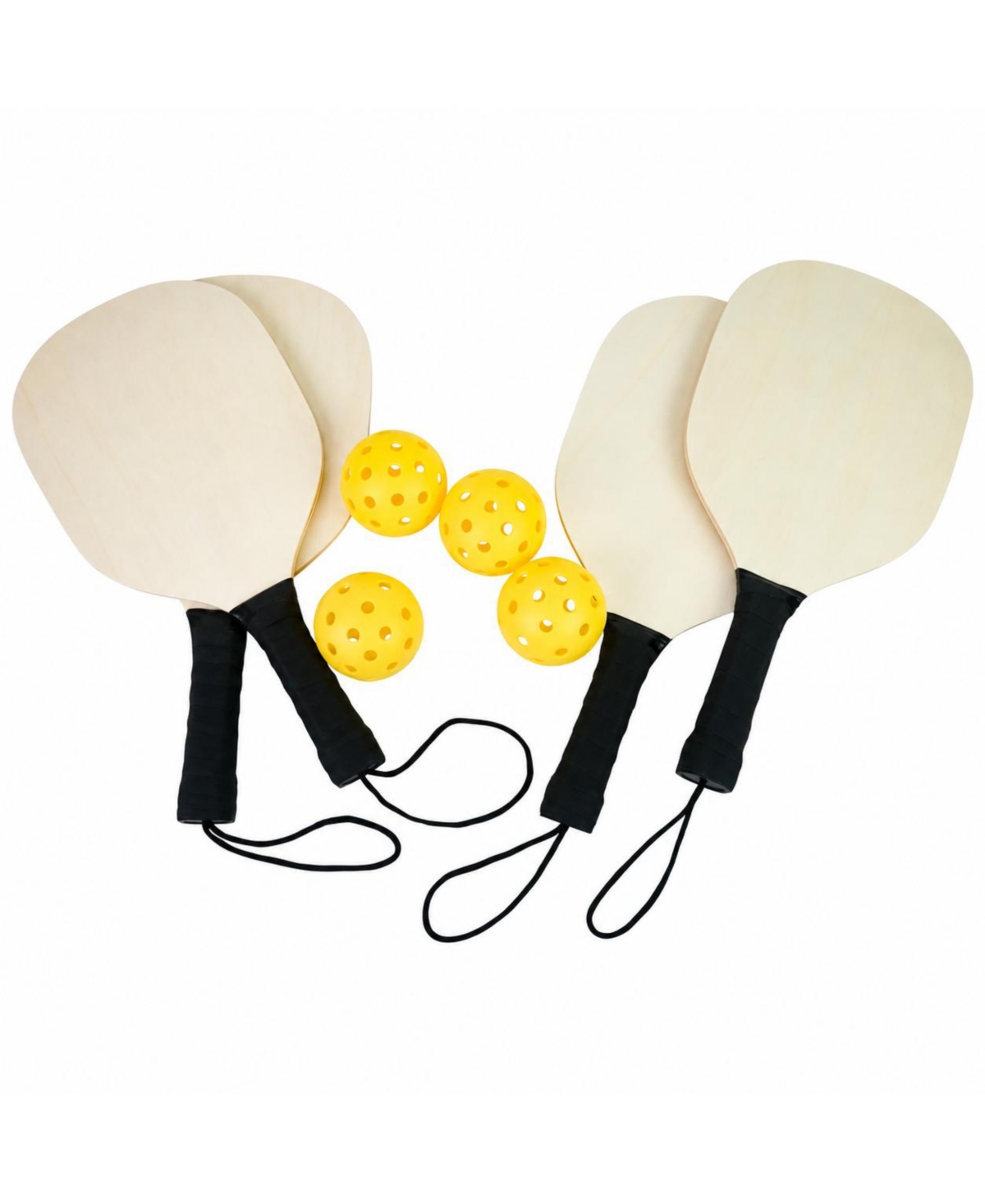 Sportneer Wood Pickleball Starter Set Indoor Outdoor Play Beginner Friendly Comfort Grip - Set of 4 paddles
