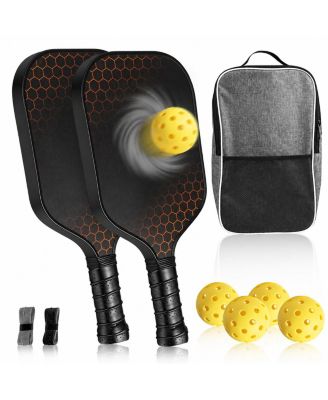 Pickleball Paddles Set Textured Surface Power Honeycomb Core Ergonomic Grip Carrying Bag