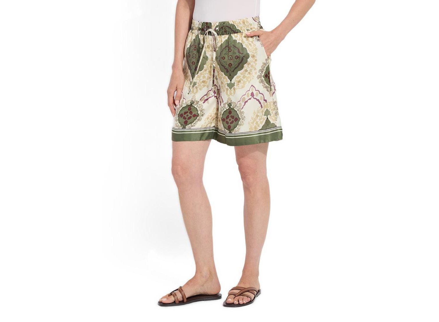 Women's Adhara Satin Mid-Rise Wide-Leg Boxer Shorts, 7" Inseam