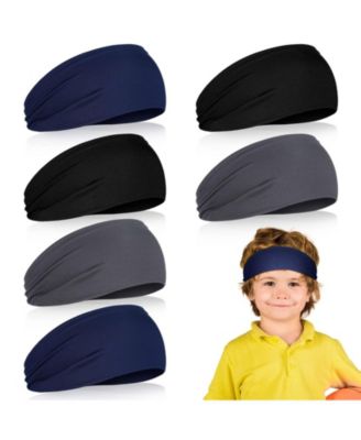 Boys and Girls Sports Assorted-Color Headbands, 6-Piece Set