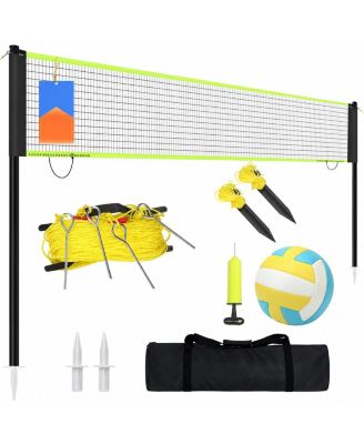 Portable Outdoor Volleyball Net Set 4 Adjustable Heights Complete Accessories Carry Bag