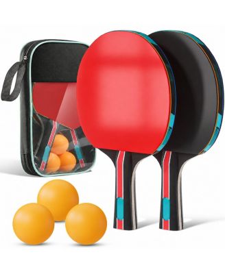 Professional Ping Pong Paddle Set With Carry Case 3 Star Balls For Family Outdoor Play