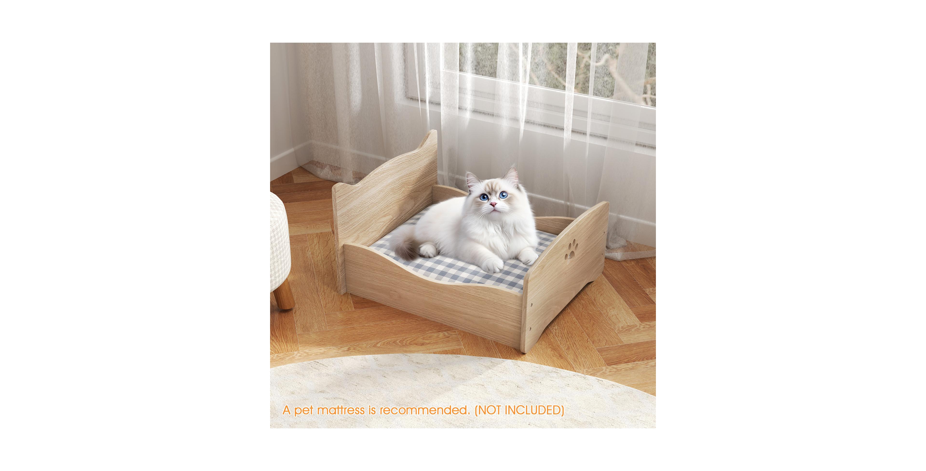 Zeny Elevated Pet Bed Frame with Rails and Cute Headboards