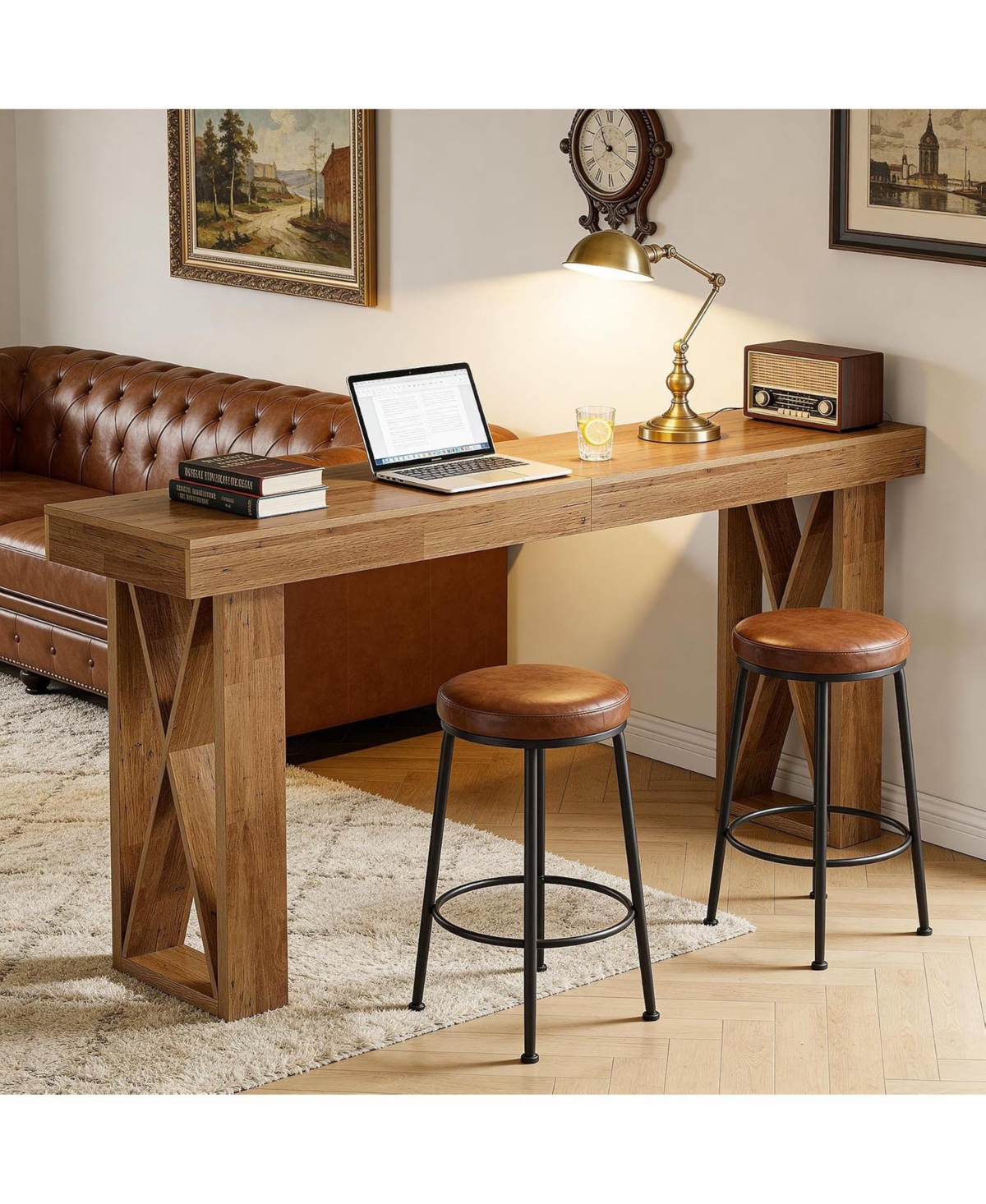 Tribesigns 39.37" Bar Table, Counter Height Pub Table with Wooden X-Shaped Frame, for Kitchen, Dining Room.