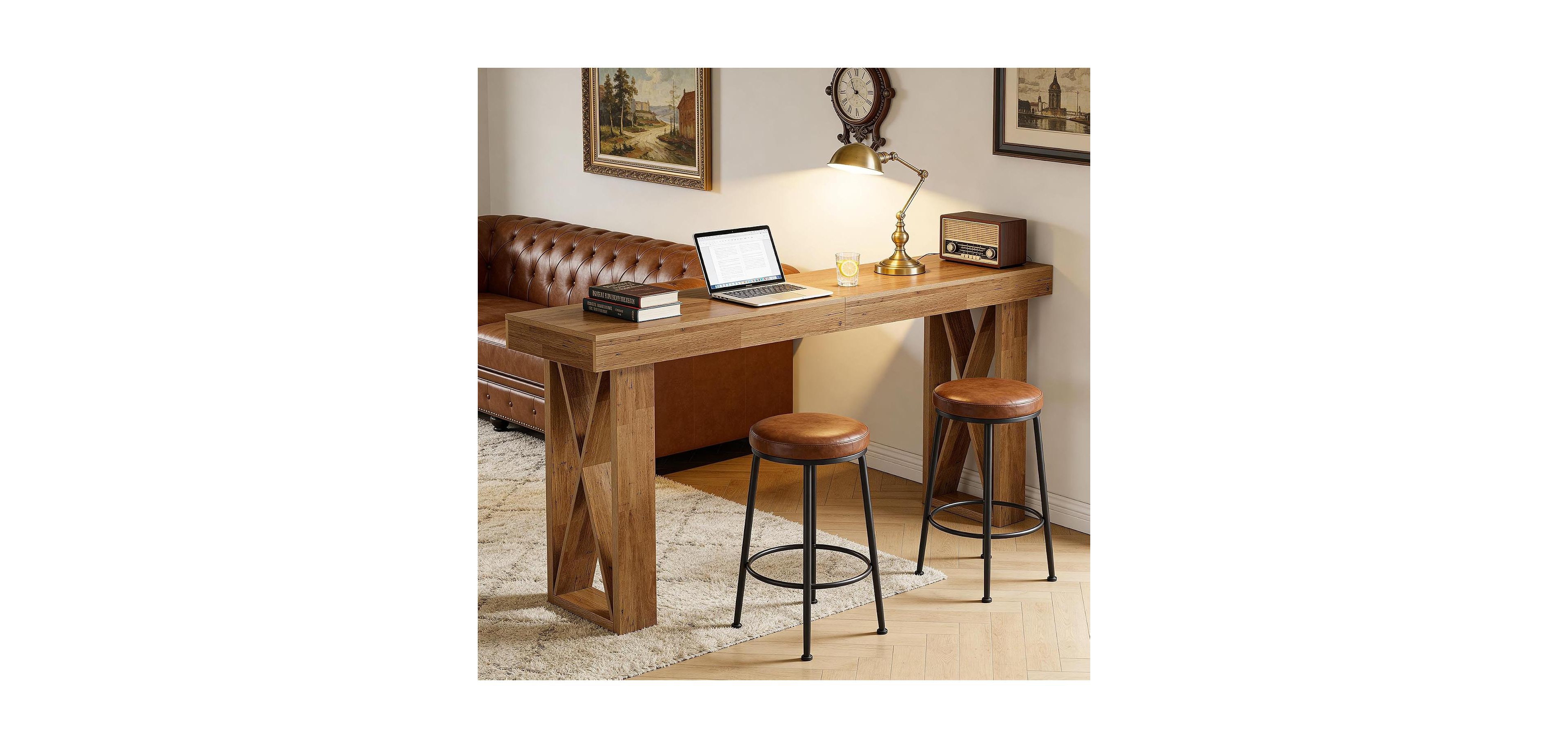 Tribesigns 39.37" Bar Table, Counter Height Pub Table with Wooden X-Shaped Frame, for Kitchen, Dining Room.