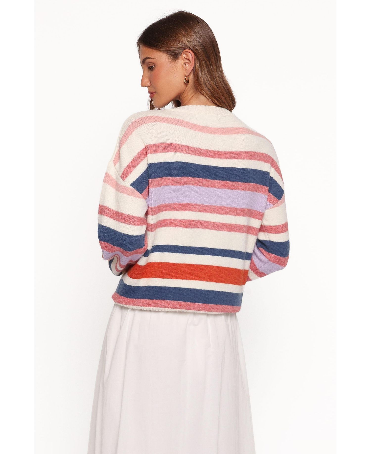 Women's Saski Crewneck Long-Sleeve Striped Sweater