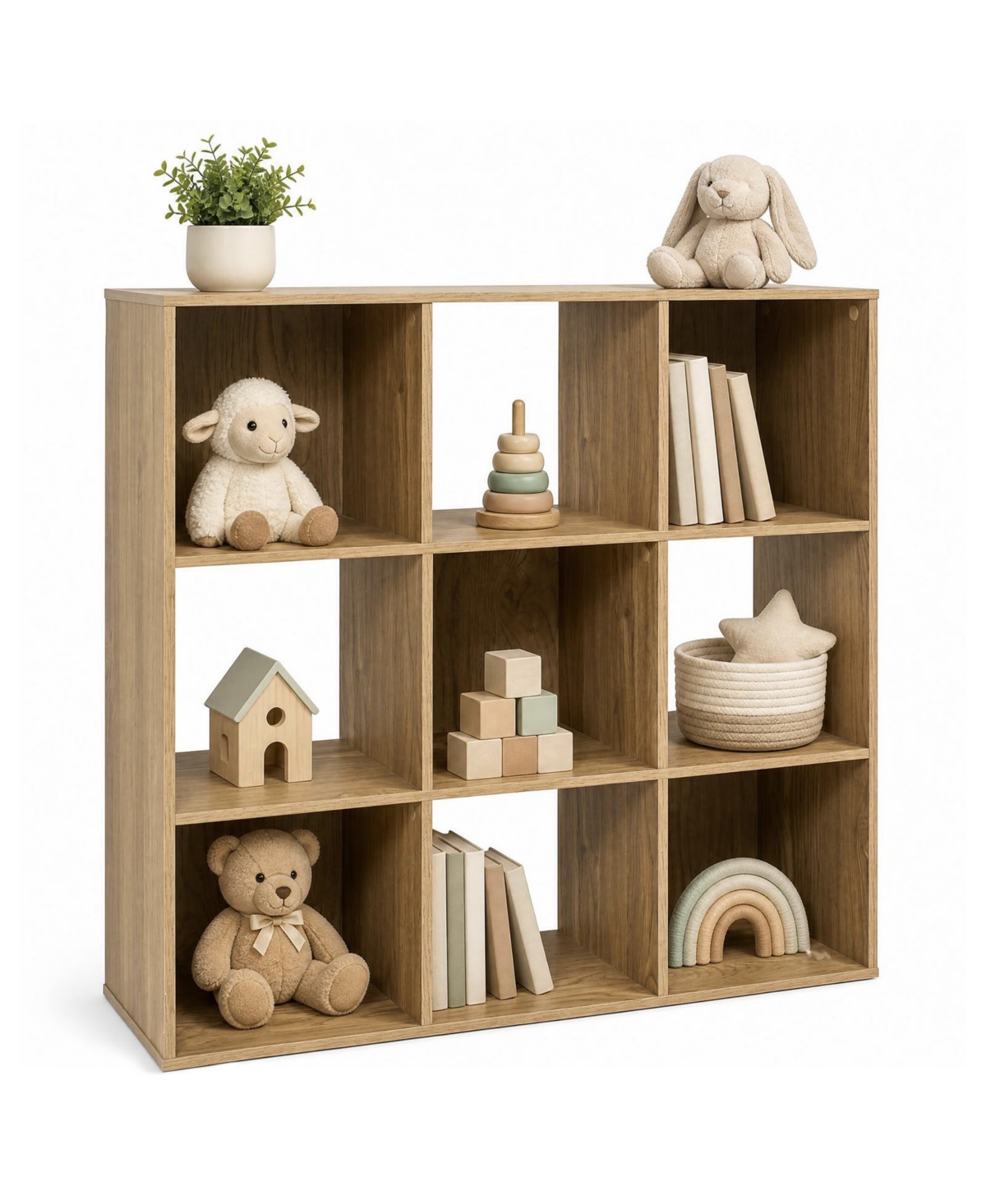 9-Cube Kids Toy Storage Organizer Wooden Children's Bookcase Display Bookshelf