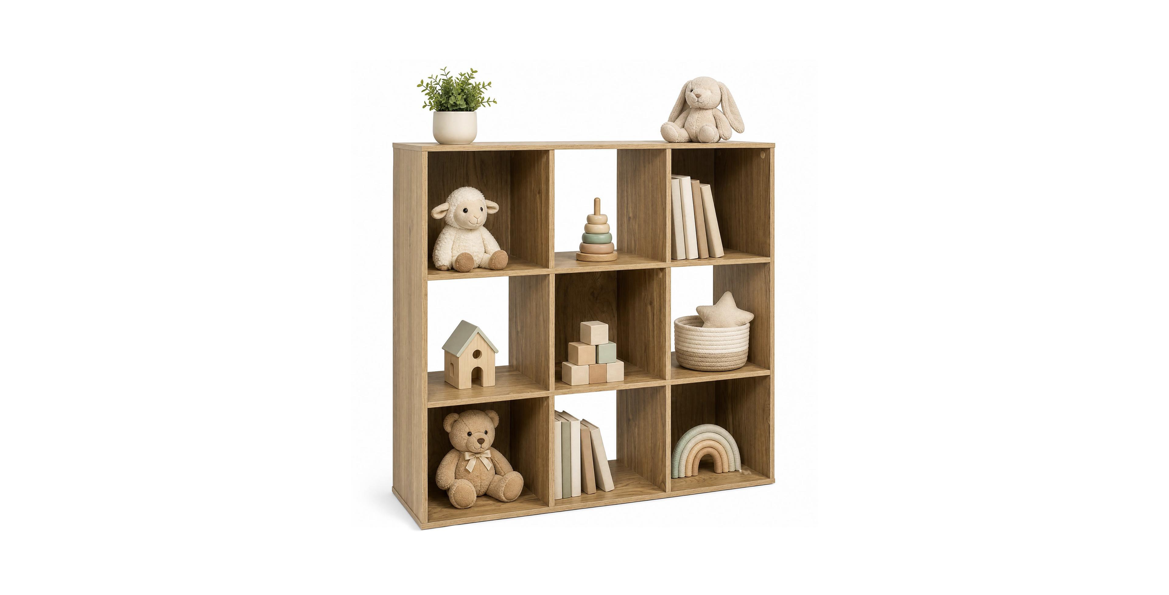 9-Cube Kids Toy Storage Organizer Wooden Children's Bookcase Display Bookshelf