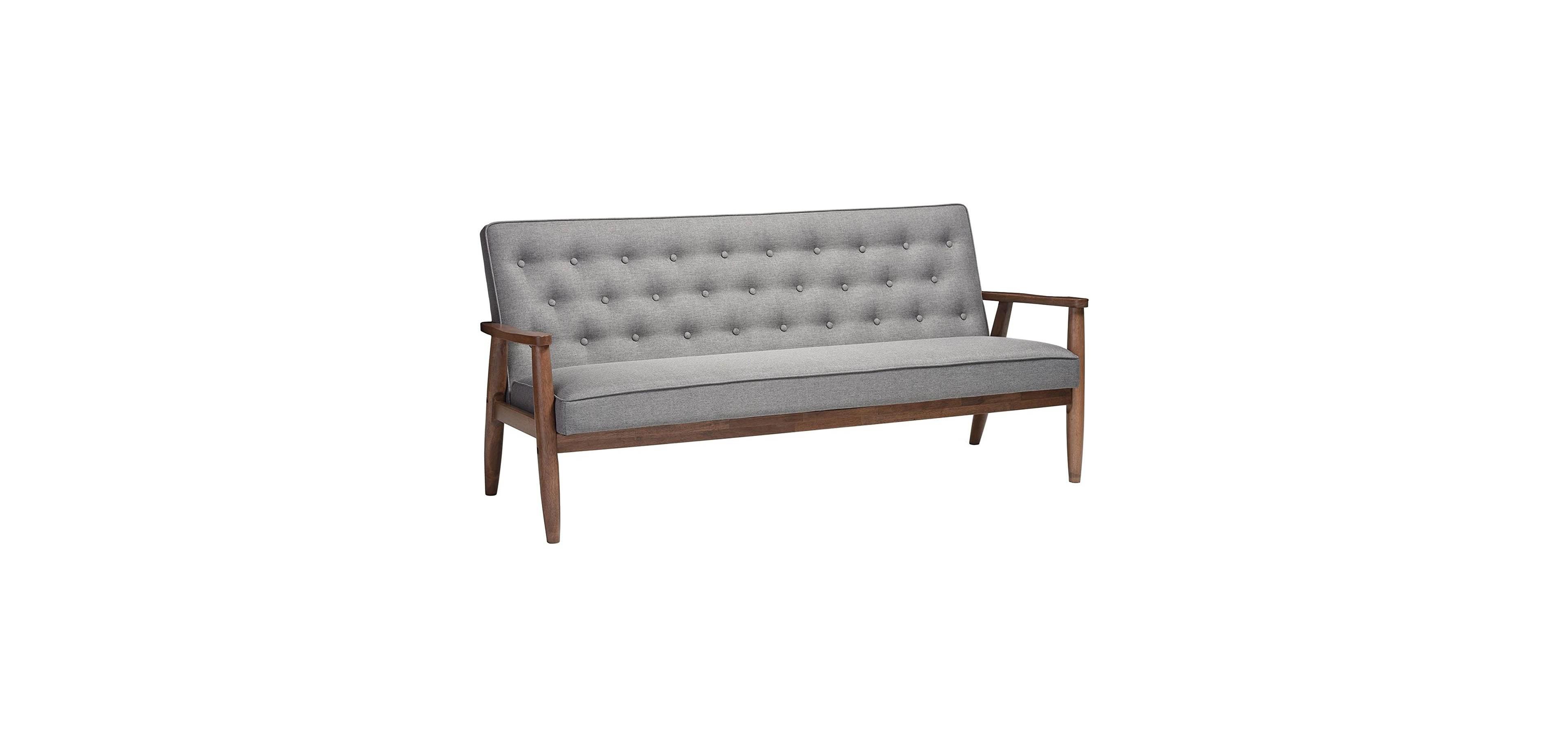 Slickblue Modern Tufted Sofa with Wood Finish Frame