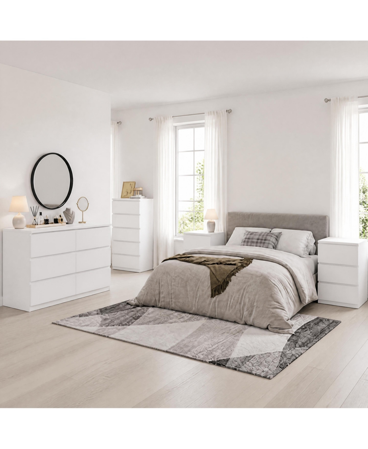 Gaomon 3-Piece Bedroom Dresser Set - 3-Drawer Nightstand + 5-Drawer Tall Dresser + 6-Drawer Wide Chest