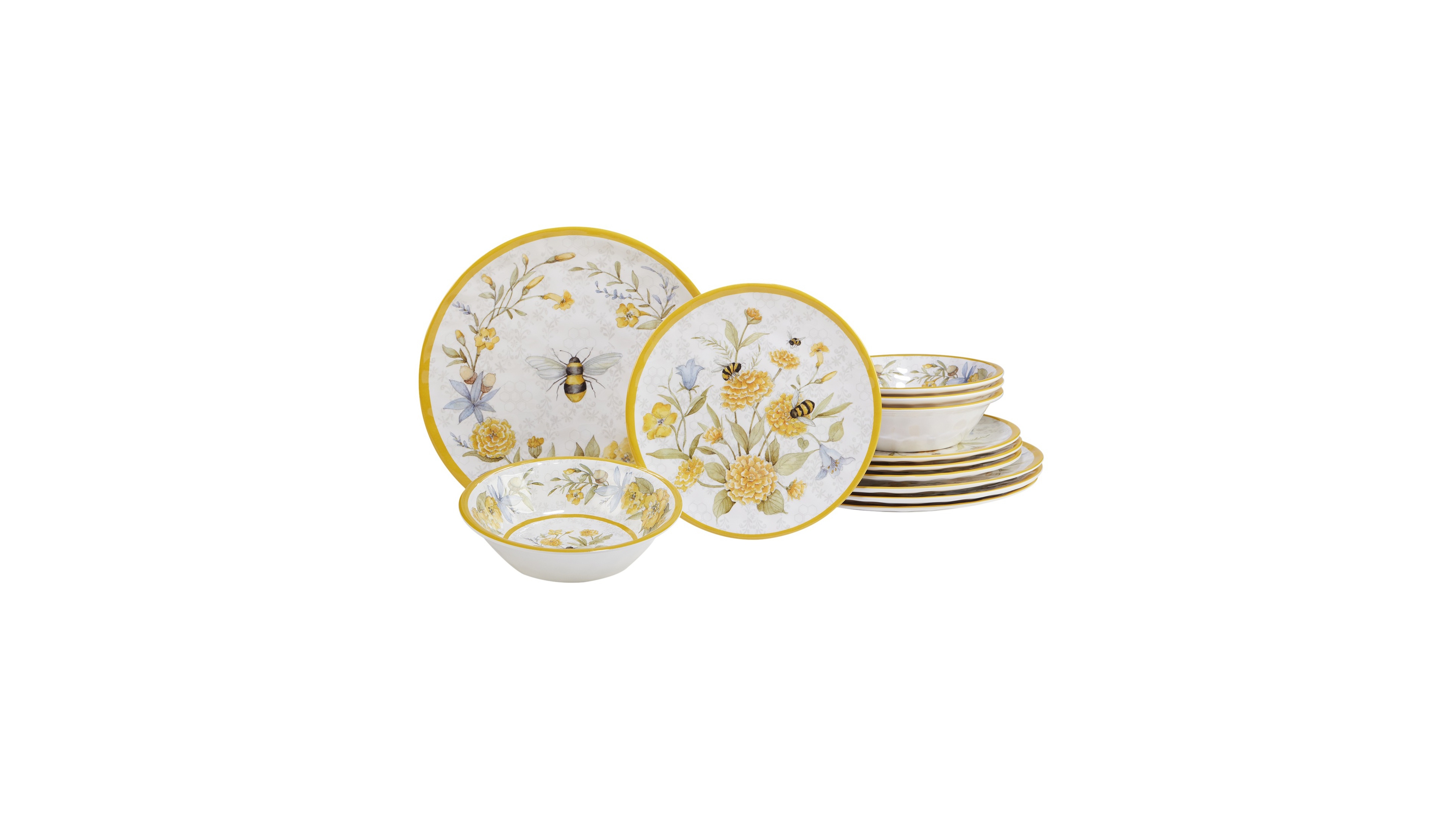 Certified International Bee Sweet Melamine Dinner Set, 12 Piece