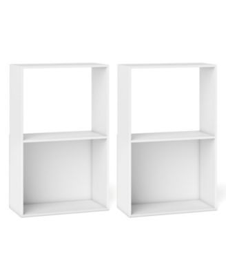 Set of 2 3-Tier Freestanding Display Bookshelves with Open Storage