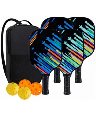 4 Pack Fiberglass Pickleball Paddles Set With Balls Carry Bag For Beginners