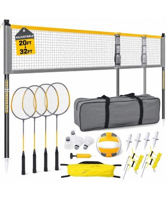 Adjustable Backyard Net Set With Rackets For Outdoor Lawn Games
