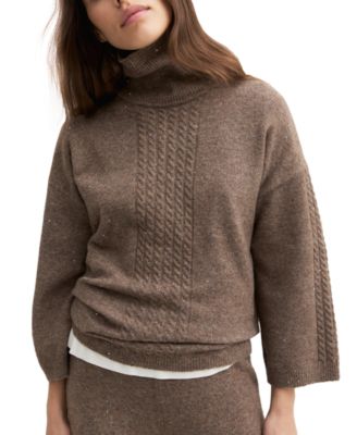 Women's Emmcamera Cable-Knit Sequined Turtleneck Sweater