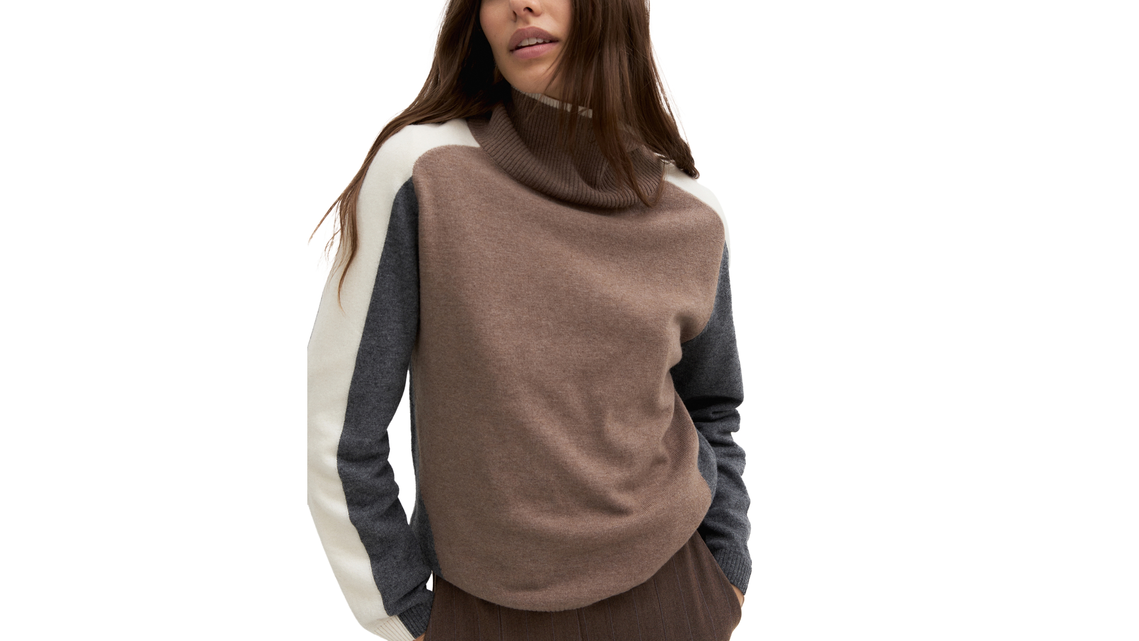 Emme Marella Women's Wool and Cashmere Colorblock Long-Sleeve Turtleneck Sweater