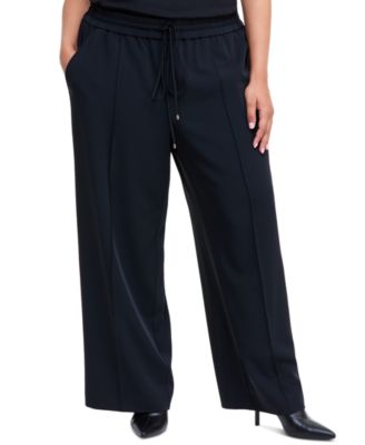 Plus Size High-Waist Wide-Leg Pull-On Pants