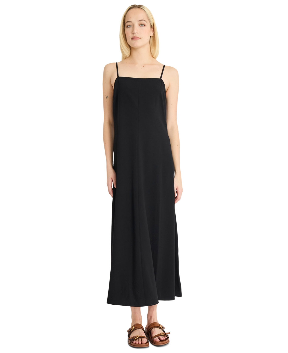Luxely Women's Sleeveless Square Neck Long Dress
