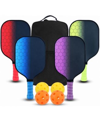 USAPA Approved Pickleball Paddles Set 4 Pack Fiberglass Surface Honeycomb Core With 4 Balls Carry Bag For Tournament Play