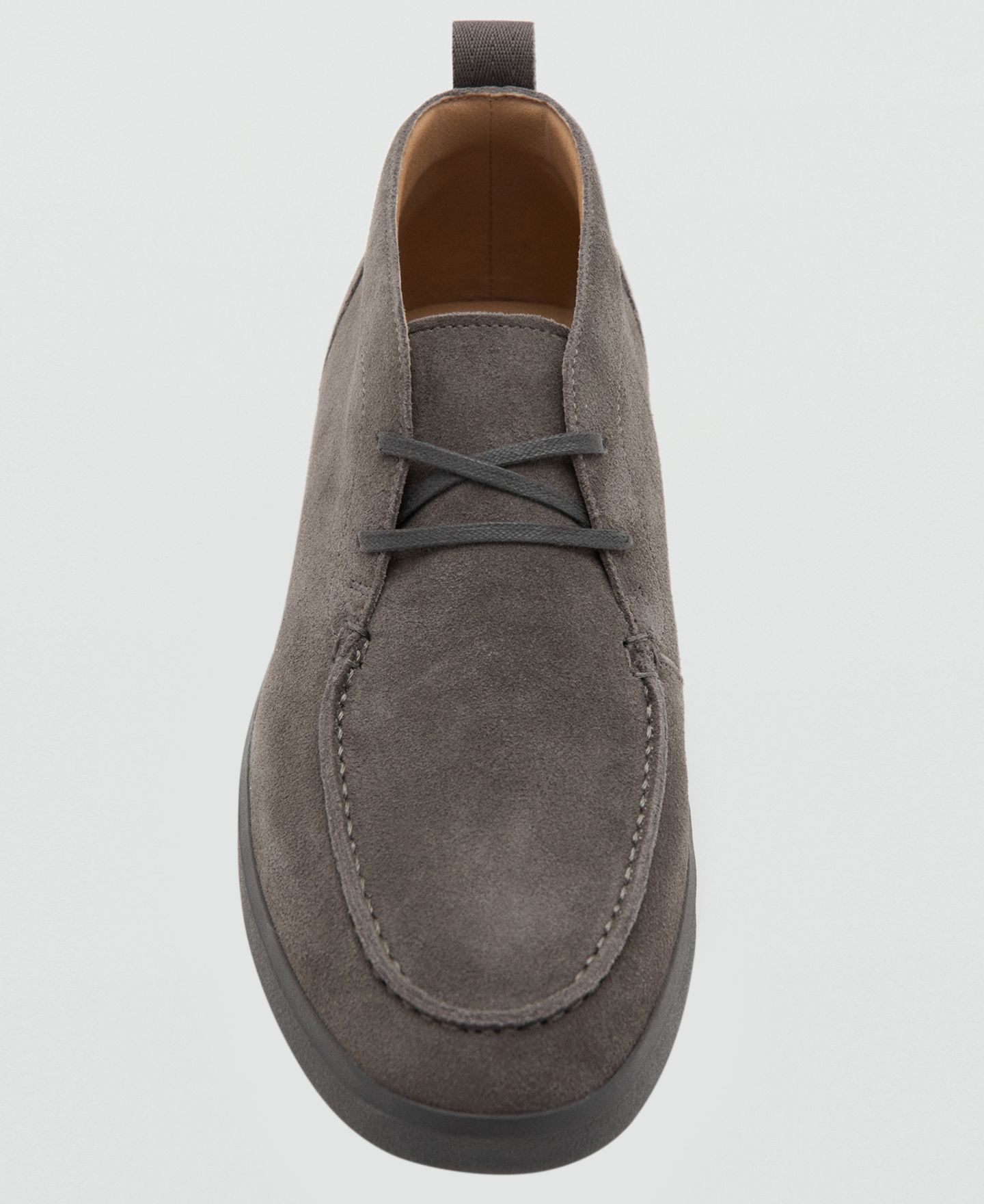 Мужские ботинки MANGO Essentials Lace-up Suede Chukka, цвет: Серый — фото 4