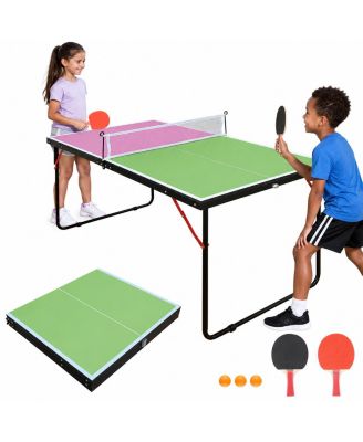 Foldable Ping Pong Table Set With Net Paddles Balls Portable Multi Use Game Table