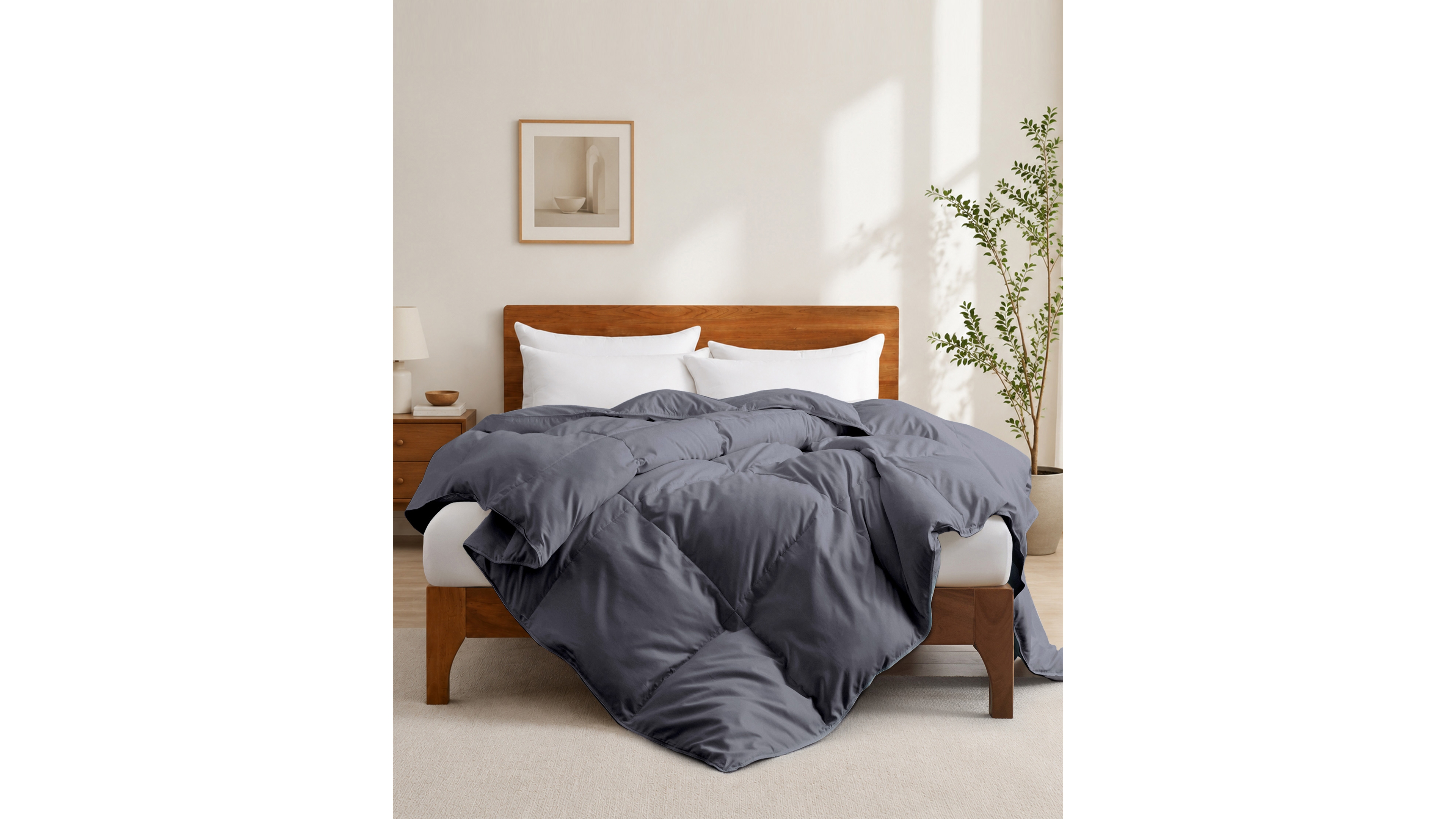 Unikome Lightweight White Goose Down Feather Fiber Comforter, Twin