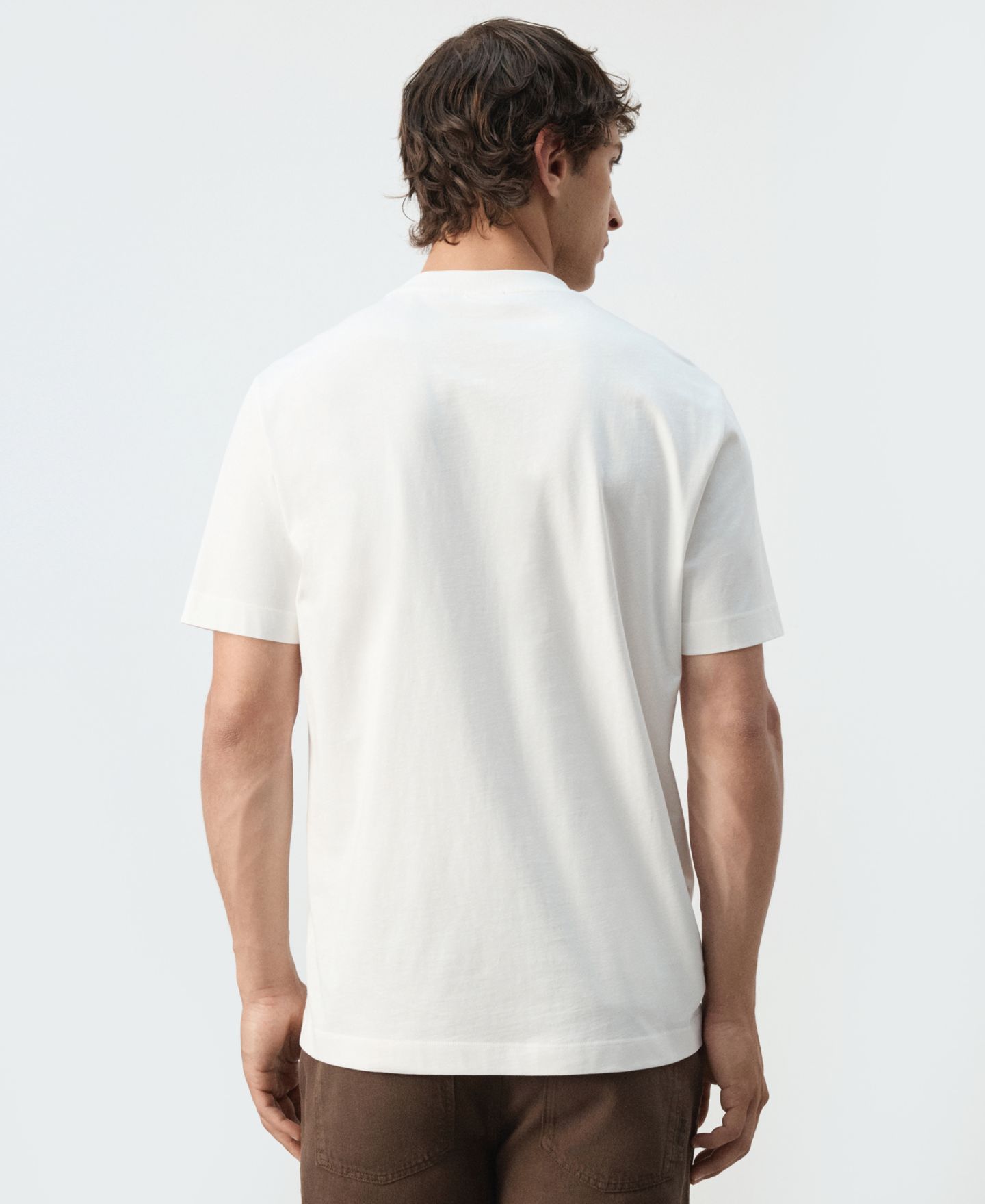 Мужская футболка Mango Graphic Regular-Fit Cotton, цвет: Белый — фото 7