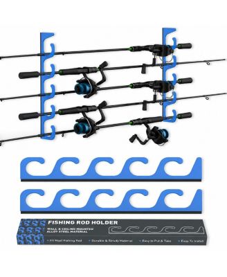 Wall Mount Fishing Rod Holder Holds 10 Rods Organizer Storage Rack