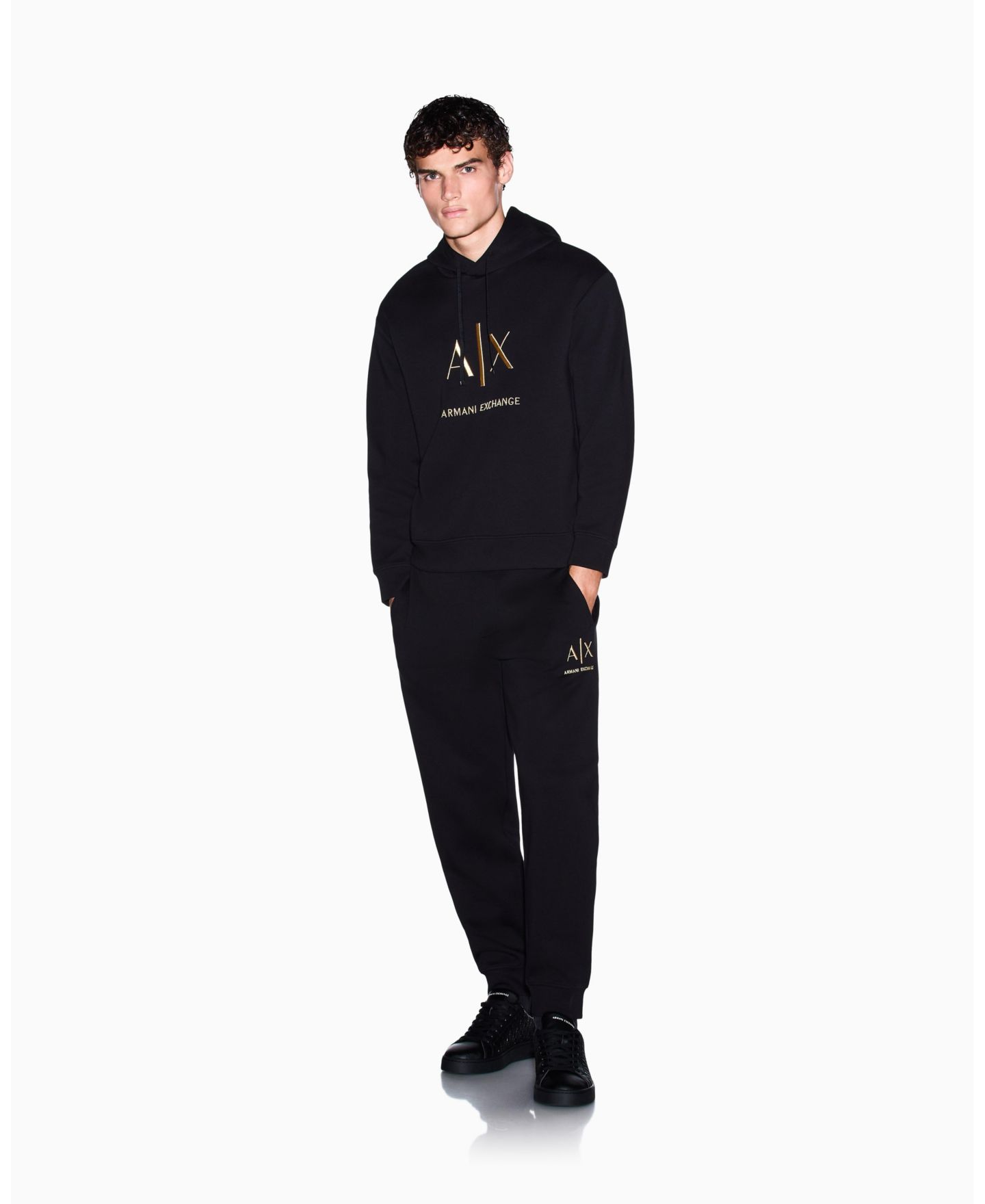 Мужское худи A|X Armani Exchange Pullover, цвет: Чёрный — фото 4