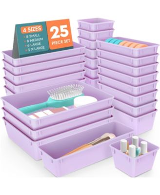 Clear Plastic Drawer Organizer Bins 25 Pack Stackable Storage Set