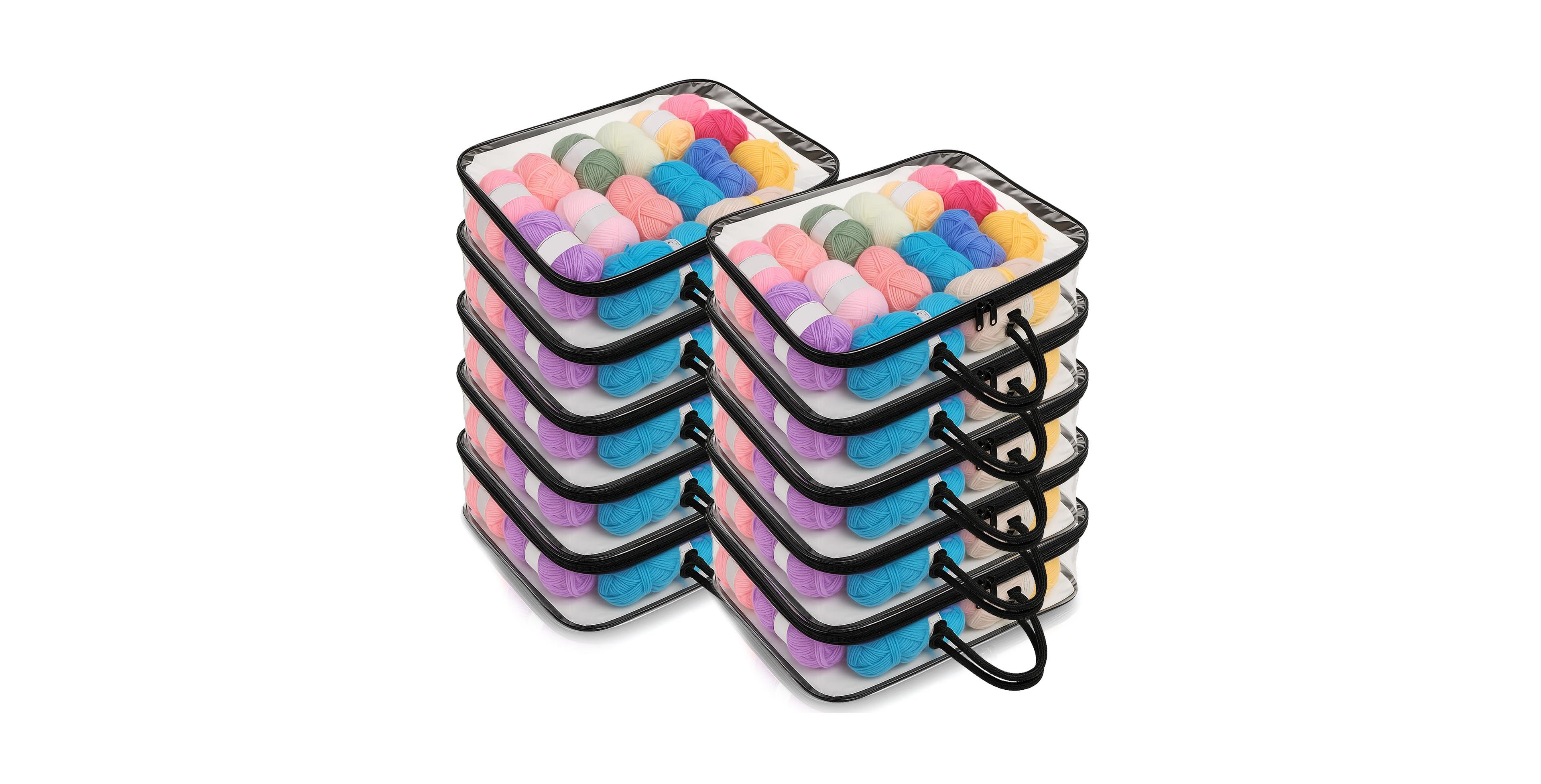 Aeelike 10 Pack Clear Yarn Storage Tote Bags Bulk Knitting Crochet Organizer