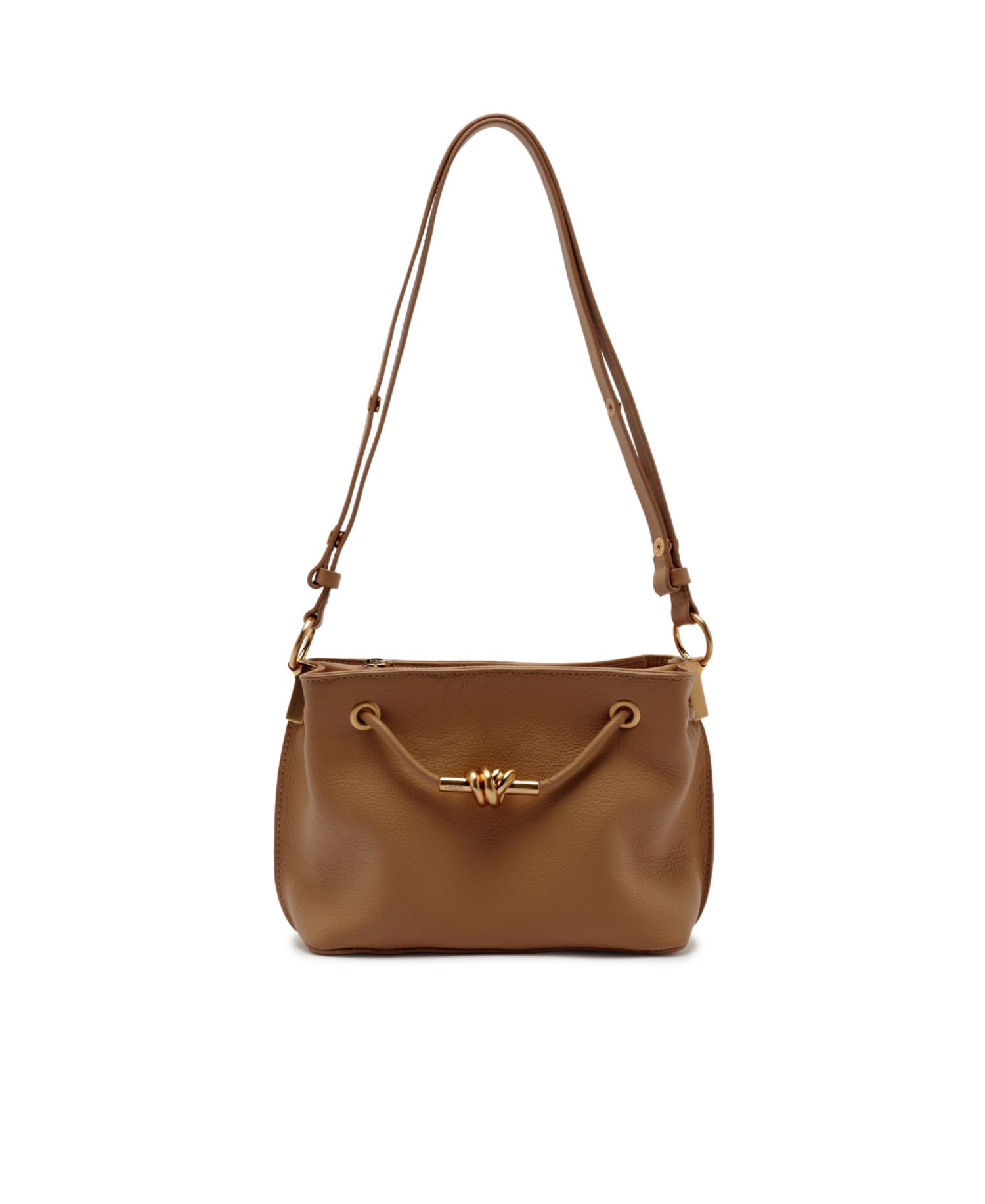 Daphne Small Gold-Tone Knot and Eyelets Crossbody Handbag