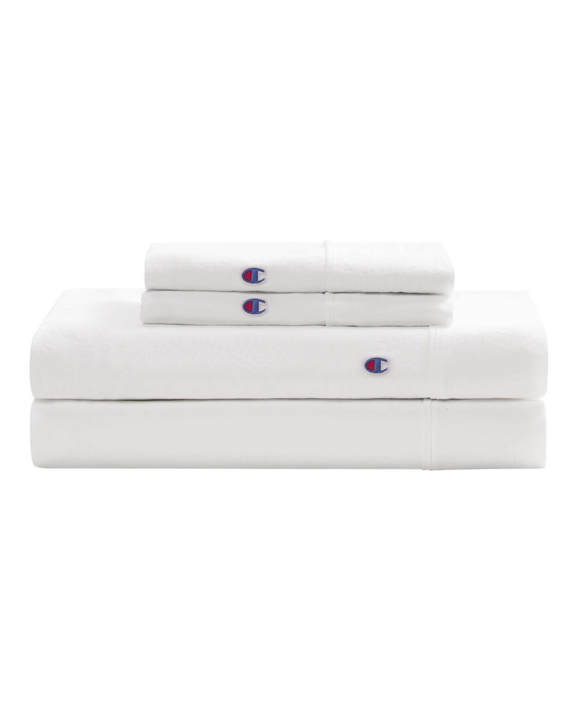 Champion Embroidery Patch Microfiber 4-Piece Sheet Set, King - White