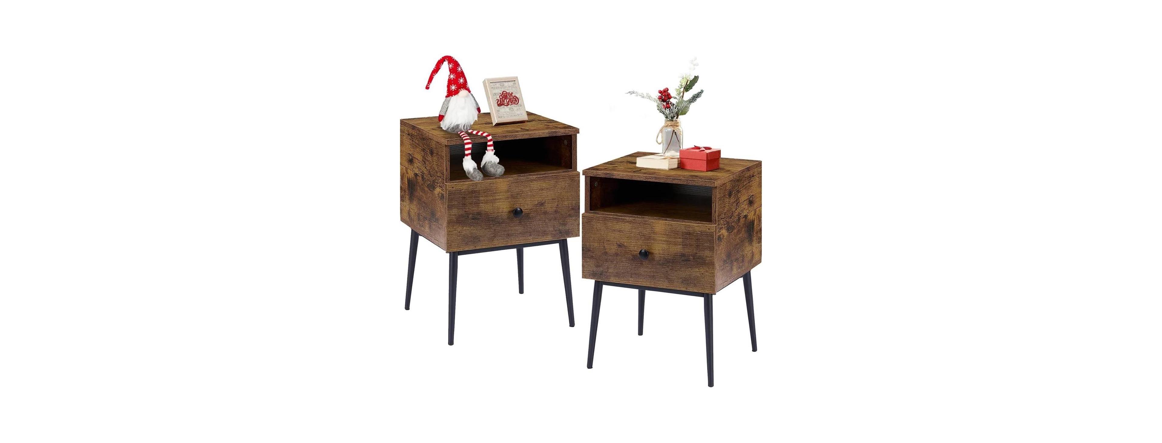 Slickblue Set of 2 Modern Wood Nightstands for Bedroom