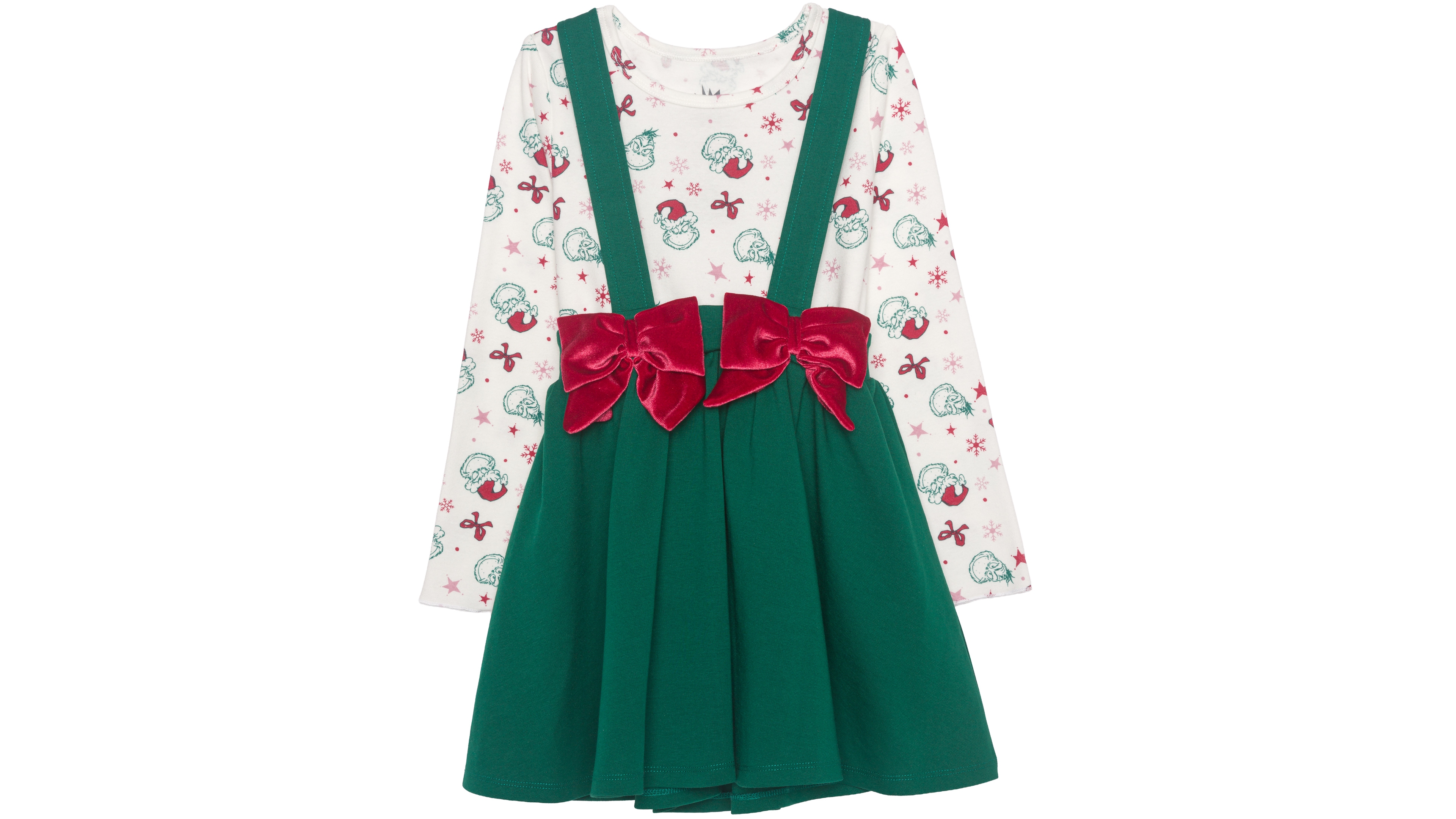 The Grinch Toddler Girls' 2T-6X Long-Sleeve 3D Bow Top and Skirt Dress, 2-Piece Set, Created for Macy's