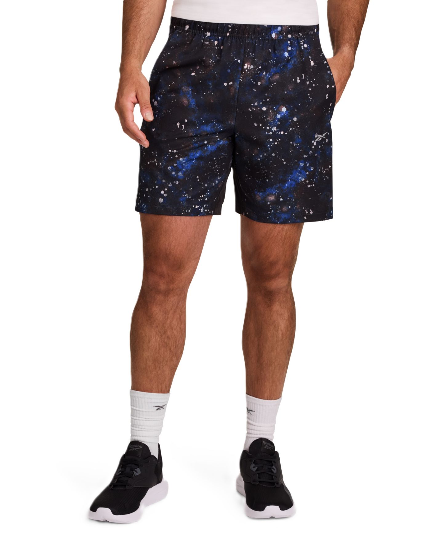 Мужские шорты Reebok Splatter Running, 7" Inseam, цвет: Синий разноцветный — фото 1