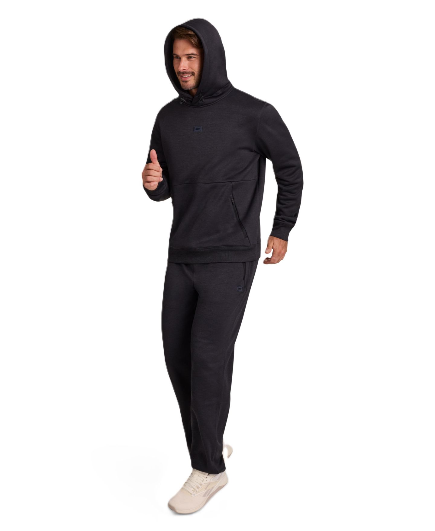 Мужское худи Reebok Fleece Pullover, цвет: Чёрный меланжевый — фото 2
