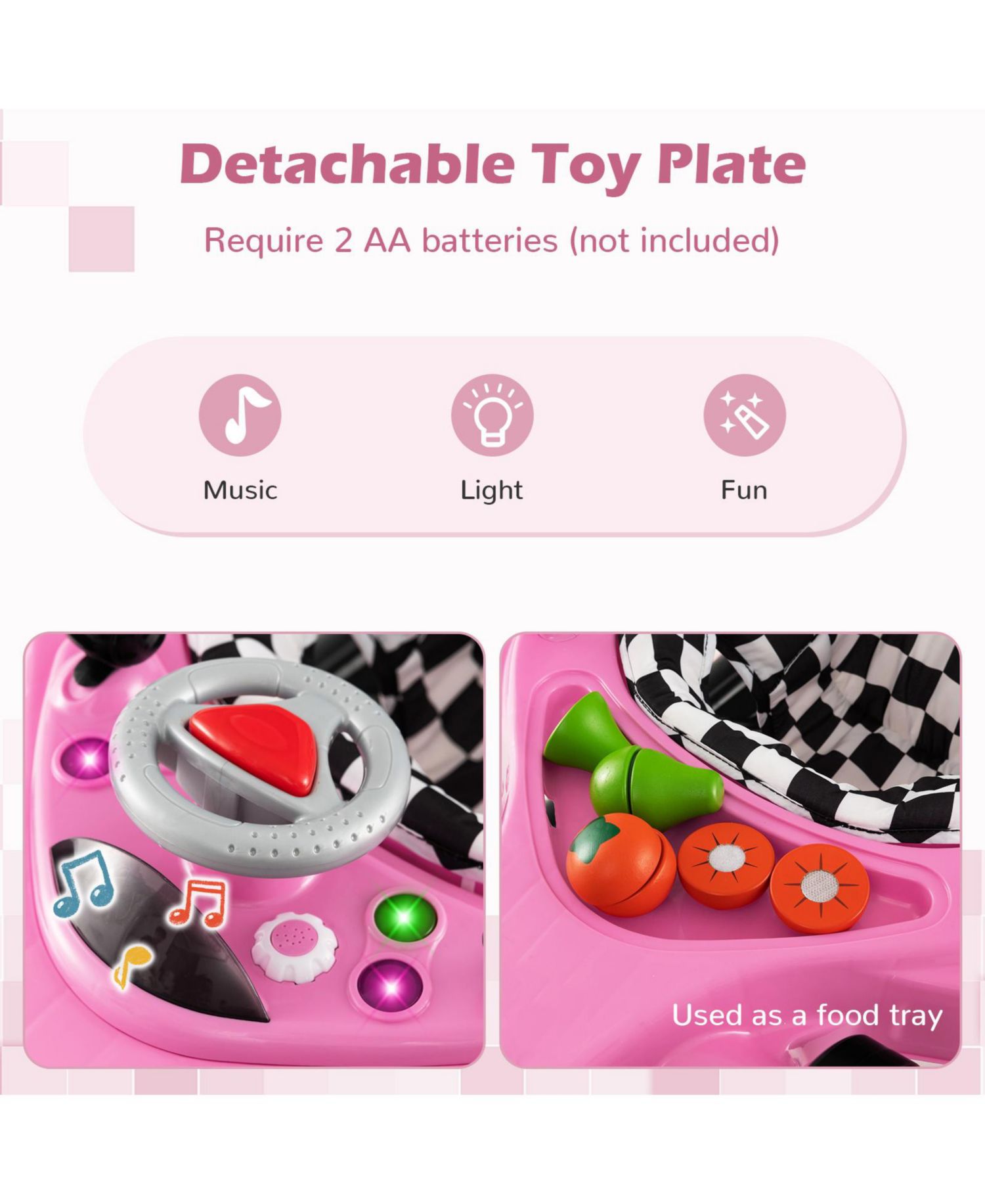 Baby Walker with Adjustable Height and Convertible Design for Infants