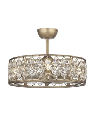 25 Rusted 3-Blade Crystal Ceiling Fan Chandelier with Remote